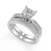 Alia Four Prong Milgrain Princess Cut Diamond Engagement Ring - Nivetta